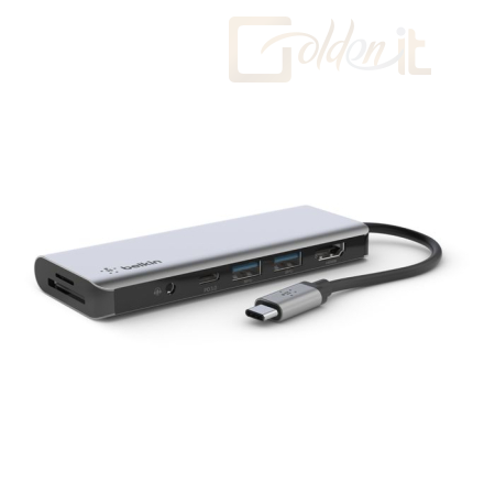 Notebook kiegészitők Belkin Connect USB-C 7-in-1 Multiport Hub Adapter Grey - AVC009BTSGY