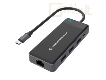 Notebook kiegészitők Conceptronic  DONN14G 7-in-1 USB 3.2 Gen 1 Docking Station Grey - DONN14G