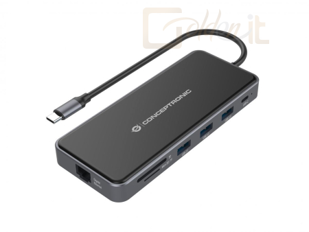 Notebook kiegészitők Conceptronic  DONN15G 12-in-1 USB 3.2 Gen 1 Docking Station Grey - DONN15G