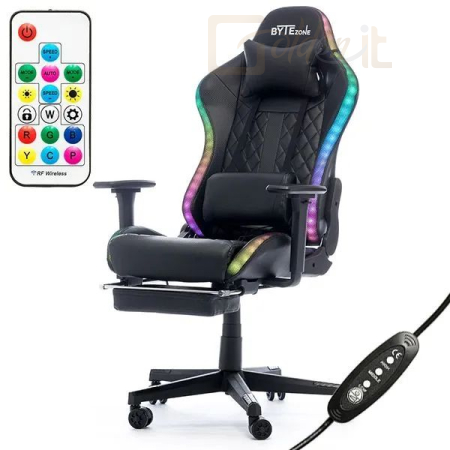 Gamer szék ByteZone COBRA Massage Cushion RGB Gaming Chair with Bluetooth speaker Black - BZ5943B