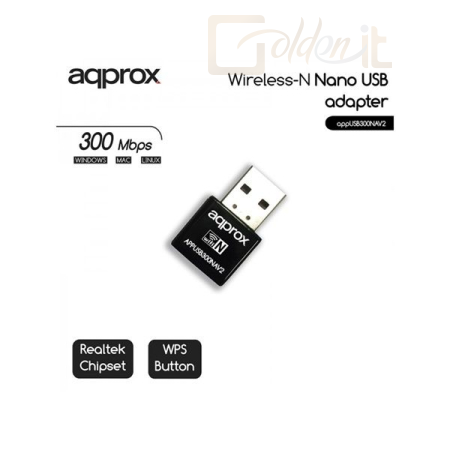 Hálózati eszközök Approx Hálózati Adapter USB 300 Mbps Wireless N - APPUSB300NAV3