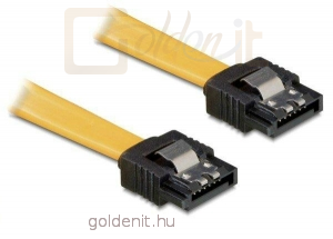 Delock SATA sárga, egyenes/egyenes csatl. (fémlappal), 50 cm-es összekötő kábel