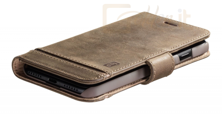 Okostelefon kiegészítő Cellularline Premium Cellularine Supreme Leather Book Case for Apple iPhone 12, Brown - SUPREMECIPH12N