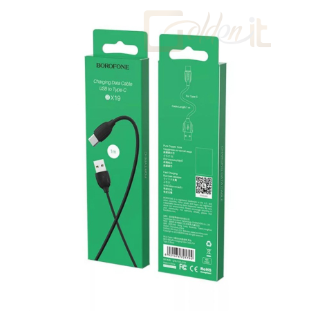 Okostelefon kiegészítő BOROFONE BX19 USB Type-C Cable 1m Black - BX19-TYPE C