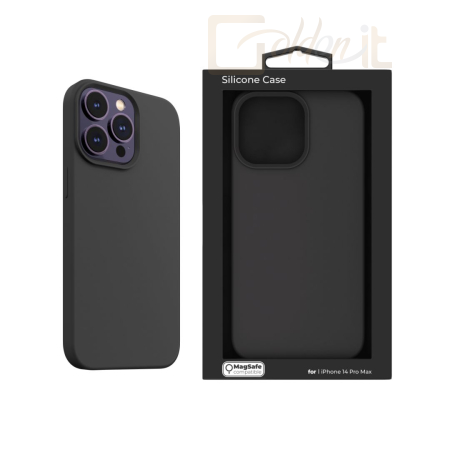 Okostelefon kiegészítő Next One MagSafe Silicone Case iPhone 14 Pro Max Black - IPH-14PROMAX-MAGCASE-BLACK