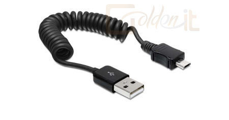 Kábel -  Delock USB 2.0-A male > Micro USB-B apa, spirál kábel 0,6m
