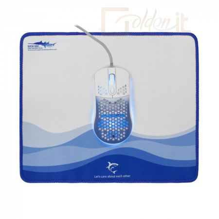 Egér White Shark GMP-2201 Megalodon Gaming mouse + egérpad Blue/White - WS GMP-2201