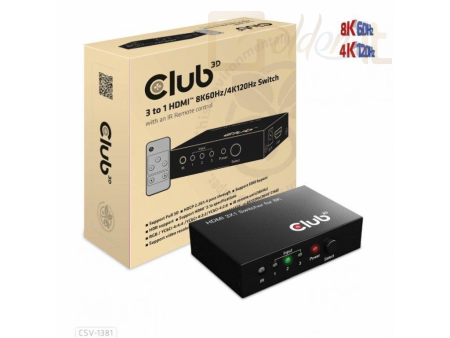 Hálózati eszközök Club3D 3 to 1 HDMI 8K60Hz/4K120Hz Switch Black - CSV-1381