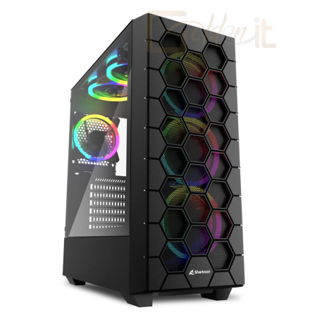 Ház Sharkoon RGB Hex Tempered Glass Black - 4044951037551