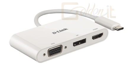 Notebook kiegészitők D-Link 3‑in‑1 USB‑C to HDMI/VGA/DisplayPort Adapter White - DUB-V310