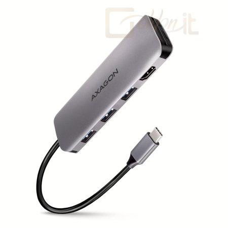 Notebook kiegészitők AXAGON HMC-HCR3A SuperSpeed USB-C COMBO 5in1 hub Grey - HMC-HCR3A