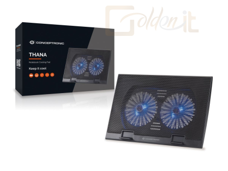 Notebook kiegészitők Conceptronic  THANA02B 2-Fan Laptop Cooling Pad Black - THANA02B