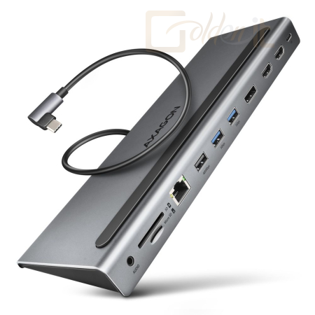 Notebook kiegészitők AXAGON HMC-4KX3 USB-C 5Gbps Triple 4K Display 11in1 Hub Silver - HMC-4KX3