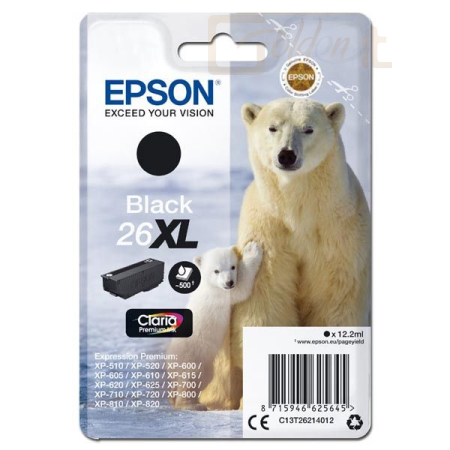 Nyomtató - Tintapatron Epson T2621 (26XL) Black tintapatron - C13T26214012