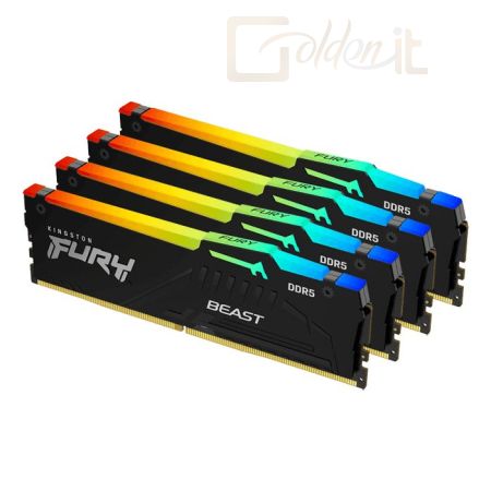 RAM Kingston 64GB DDR5 5200MHz Kit(4x16GB) Fury Beast RGB Black - KF552C40BBAK4-64