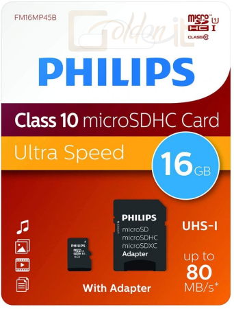 USB Ram Drive Philips 16GB microSDHC Class10 UHS-I U1 + adapterrel - PH669074