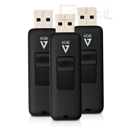 USB Ram Drive V7 4GB Slide-In connector USB2.0 Black (3-pack) - VF24GAR-3PK-3E