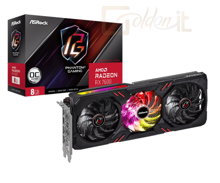 Videókártya ASRock Radeon RX 7600 Phantom Gaming 8GB OC - RX7600PG8GO