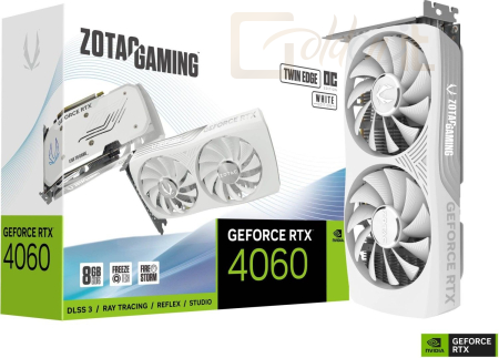 Videókártya Zotac GeForce RTX 4060 8GB DDR6 Twin Edge OC White Edition - ZT-D40600Q-10M