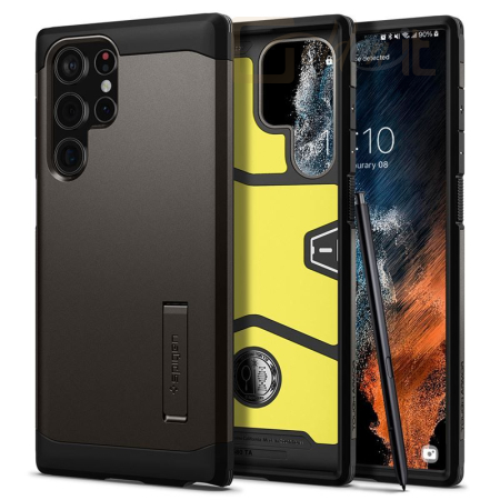 Okostelefon kiegészítő Spigen Tough Armor, gunmetal - Samsung Galaxy S22 Ultra - ACS03924