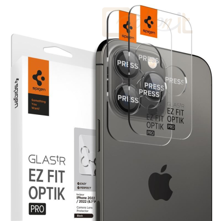 Okostelefon kiegészítő Spigen Glass EZ Fit Optik Pro 2 Pack, black - iPhone 14 Pro/iPhone 14 Pro Max - AGL05205