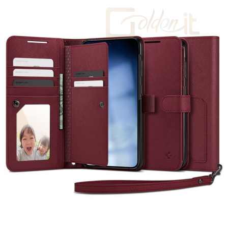 Okostelefon kiegészítő Spigen Wallet S Plus, burgundy - Samsung Galaxy S23+ - ACS05678