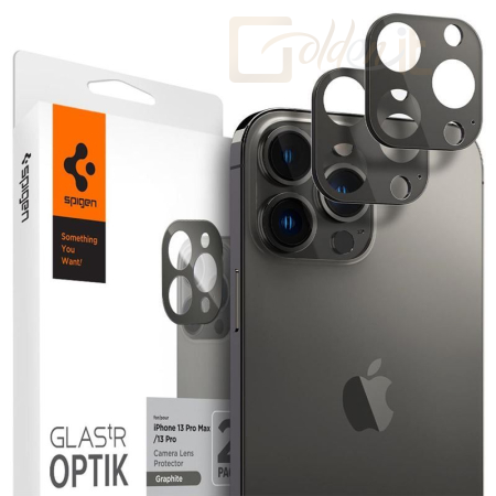Okostelefon kiegészítő Spigen tR Optik 2 Pack, graphite - iPhone 13 Pro/13 Pro Max - AGL04035
