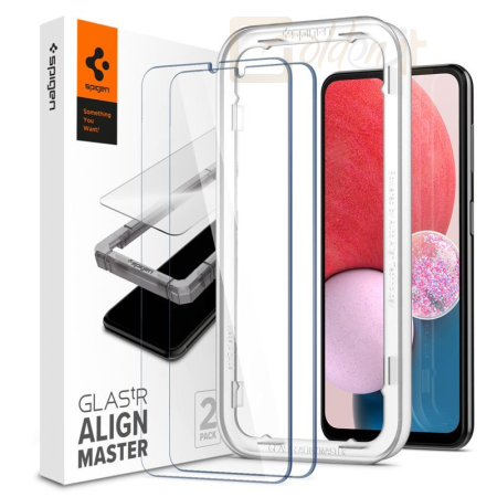Okostelefon kiegészítő Spigen AlignMaster Glas.tR 2 Pack - Samsung Galaxy A13 - AGL04280