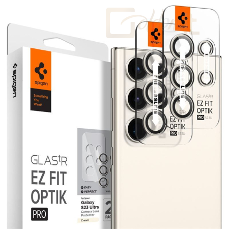 Okostelefon kiegészítő Spigen Glass EZ Fit Optik Pro 2 Pack, cream - Samsung Galaxy S23 Ultra - AGL06165