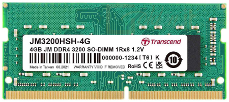 RAM - Notebook Transcend 4GB DDR4 3200MHz SODIMM - JM3200HSH-4G
