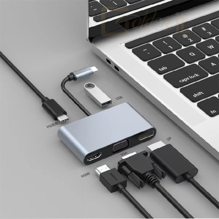 Notebook kiegészitők BlackBird 5in1 Dokkoló USB-C - USB, PD, HDMI, VGA, DP - BH1357
