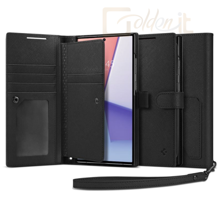 Okostelefon kiegészítő Spigen Wallet S Plus, black - Samsung Galaxy S23 Ultra - ACS05629