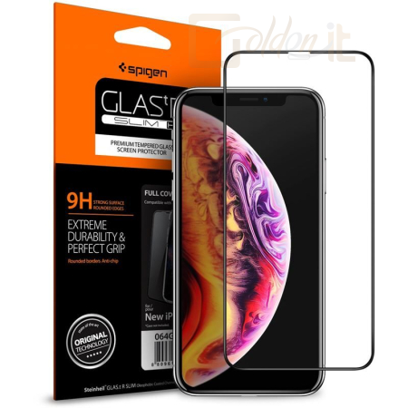 Okostelefon kiegészítő Spigen Glass FC HD, black - iPhone 11/XR - 064GL25233