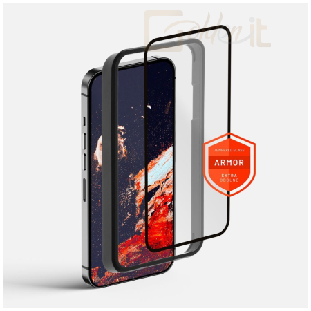Okostelefon kiegészítő FIXED Armor Full Cover 2,5D Tempered Glass with applicator for Apple iPhone 13 Mini, black - FIXGA-724-BK