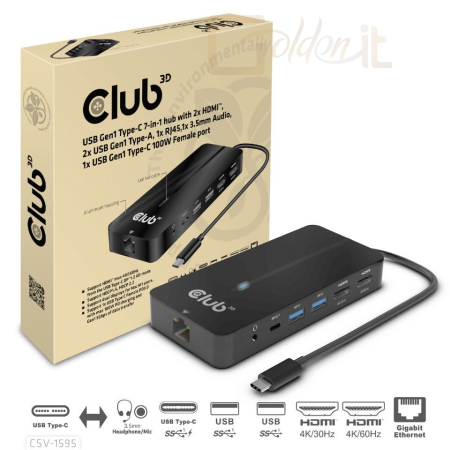 Notebook kiegészitők Club3D USB Gen1 Type-C 7-in-1 hub - CSV-1595