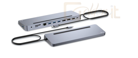 Notebook kiegészitők I-TEC USB-C Metal Ergonomic 3x4K Display Docking Station+Power Delivery 100W Grey - C31FLAT2PDPRO