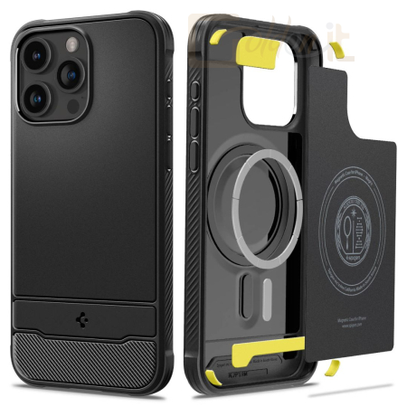 Okostelefon kiegészítő Spigen Rugged Armor MagSafe, matte black - iPhone 15 Pro Max - ACS06561
