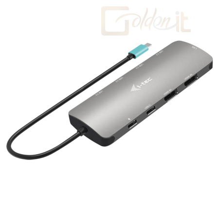Notebook kiegészitők I-TEC USB-C Metal Nano 2x Display Docking Station+Power Delivery 100W Grey - C31NANOHDM2DOCPD