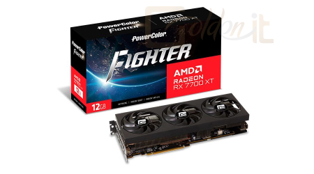 Videókártya PowerColor RX 7700 XT 12GB DDR6 Fighter - RX7700XT 12G-F/OC