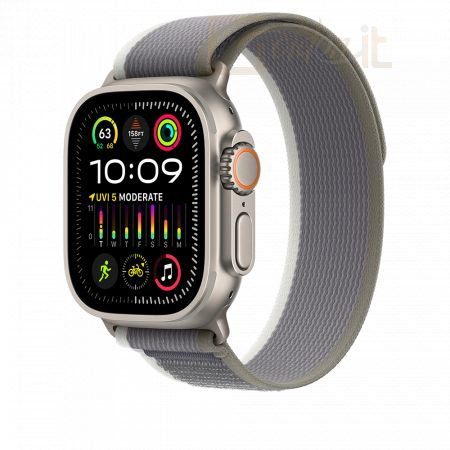 Okosóra Apple Watch Ultra 2 Cellular 49mm Titanium Case with Green/Grey Trail Loop M/L - MRF43