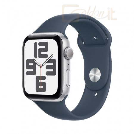 Okosóra Apple Watch SE3 GPS 44mm Silver Alu Case with Storm Blue Sport Band S/M - MREC3