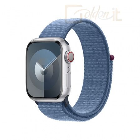 Okosóra Apple Watch S9 Cellular 41mm Silver Alu Case with Storm Blue Sport Loop - MRHX3