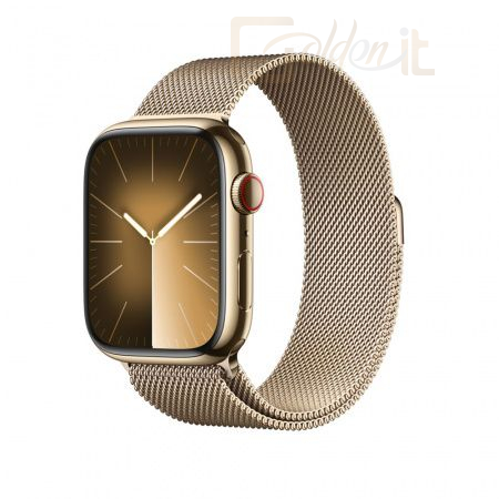 Okosóra Apple Watch S9 Cellular 45mm Gold Stainless Steel Case with Gold Milanese Loop - MRMU3