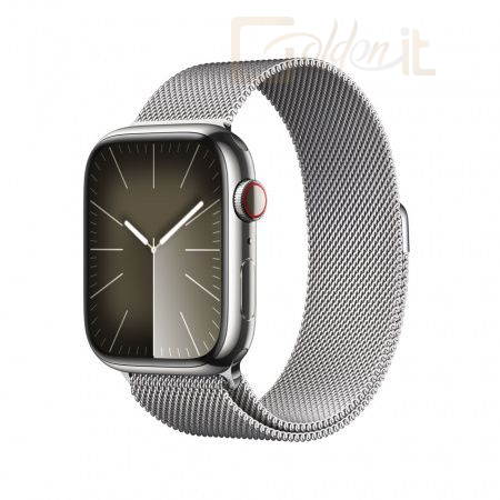 Okosóra Apple Watch S9 Cellular 45mm Silver Stainless Steel Case with Silver Milanese Loop - MRMQ3