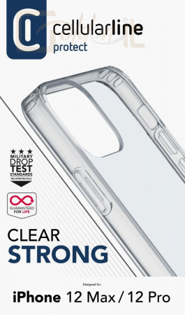 Mobiltelefon Kiegészítő Cellularline Back cover with protective frame Clear Duo for iPhone 12 Max/12 Pro, transparent - CLEARDUOIPH12MAXT