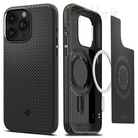 Okostelefon kiegészítő Spigen iPhone 15 Pro Case Mag Armor (MagFit) Matte Black - ACS06736