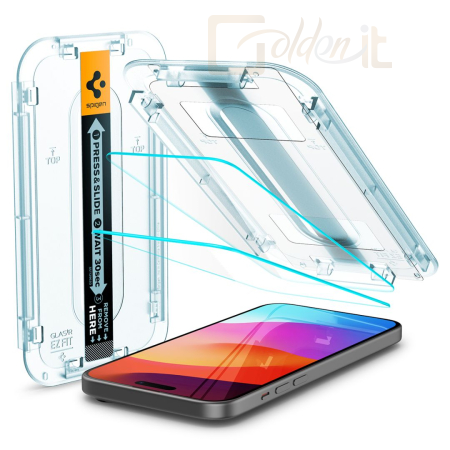 Okostelefon kiegészítő Spigen iPhone 15 Plus Screen Protector EZ FIT GLAS.tR Transparency (2 Pack) - AGL06883