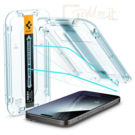 Okostelefon kiegészítő Spigen iPhone 15 Pro Max Screen Protector EZ FIT GLAS.tR Transparency (2 db) - AGL06872
