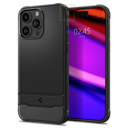 Okostelefon kiegészítő Spigen iPhone 15 Pro Case Rugged Armor (MagFit) Matte Black - ACS06703