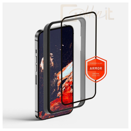 Okostelefon kiegészítő FIXED Armor Full Cover 2,5D Tempered Glass with applicator for Apple iPhone 15 Plus, black - FIXGA-1201-BK